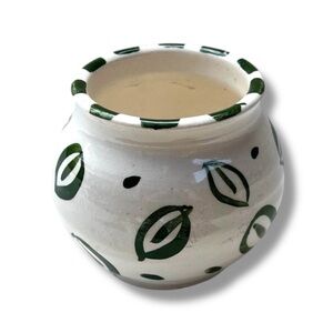 Tiny Green & White Pottery Bud Vase, Succulent or Cactus Planter